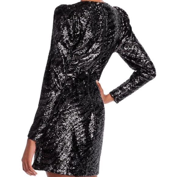Black Sequin Puff Sleeve mini dress - Picture 2 of 12